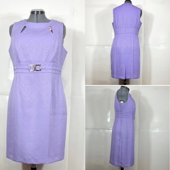 Tahari ASL Dresses & Skirts - Tahari ASL NWOT Sz 14 Cut Out Front Ornament Waist Lavender Sheath Dress